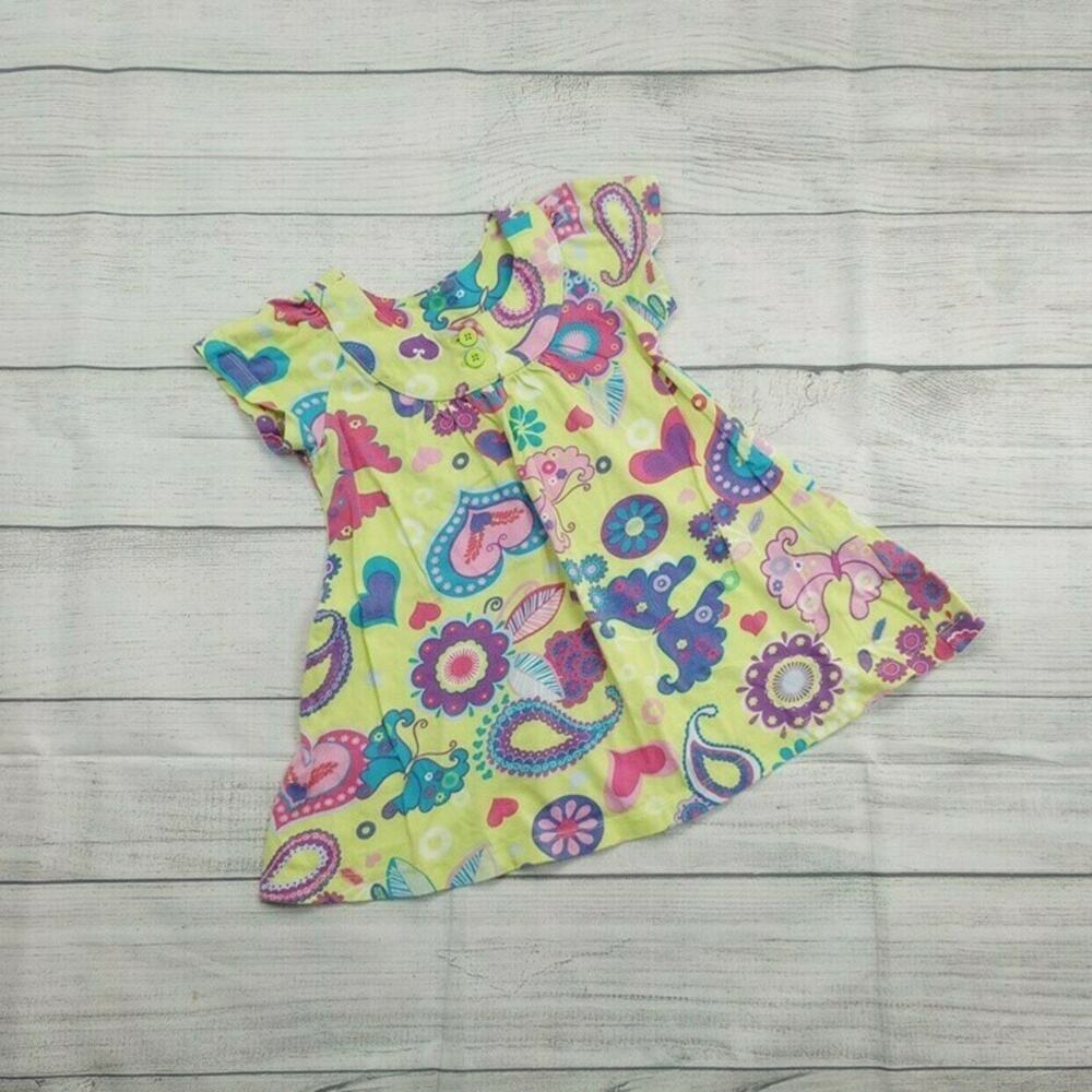 2T Hanna Andersson Green Retro Floral Dress
